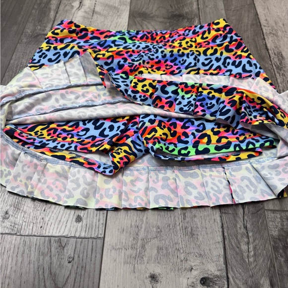 TZU TZU Party Cat Leopard Animal Print Layered Golf Tennis Knit Skort Medium - Picture 2 of 7